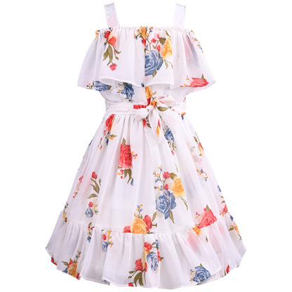 Girls Floral Print Fit and Flare Frock Dress