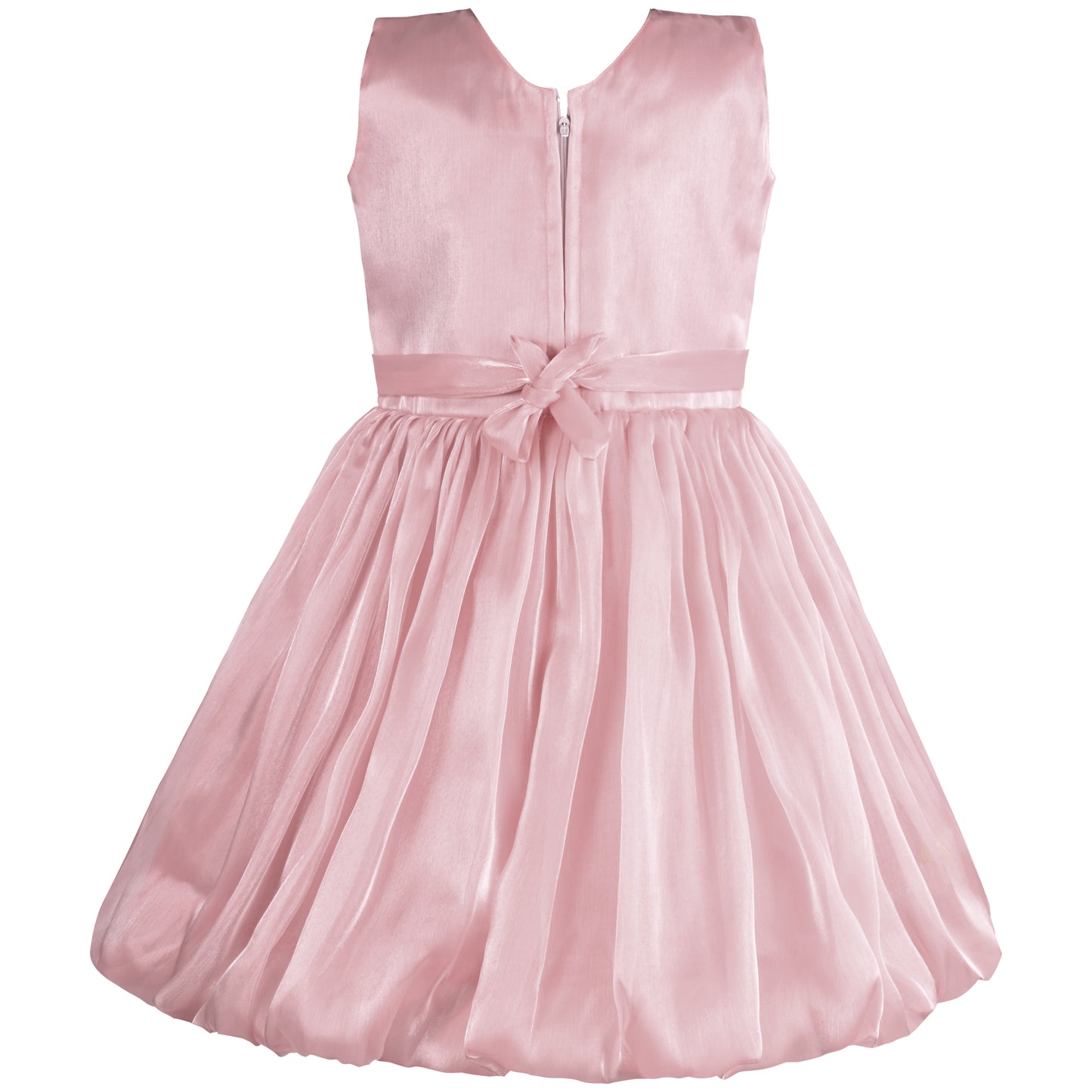 Girls Solid Pleated Sleeveless A-Line Frock Dress