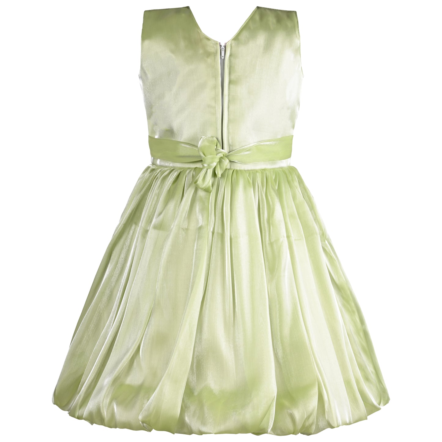 Girls Solid Pleated Sleeveless A-Line Frock Dress