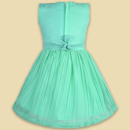 Girls Mirror Work Flared Ethnic Dress