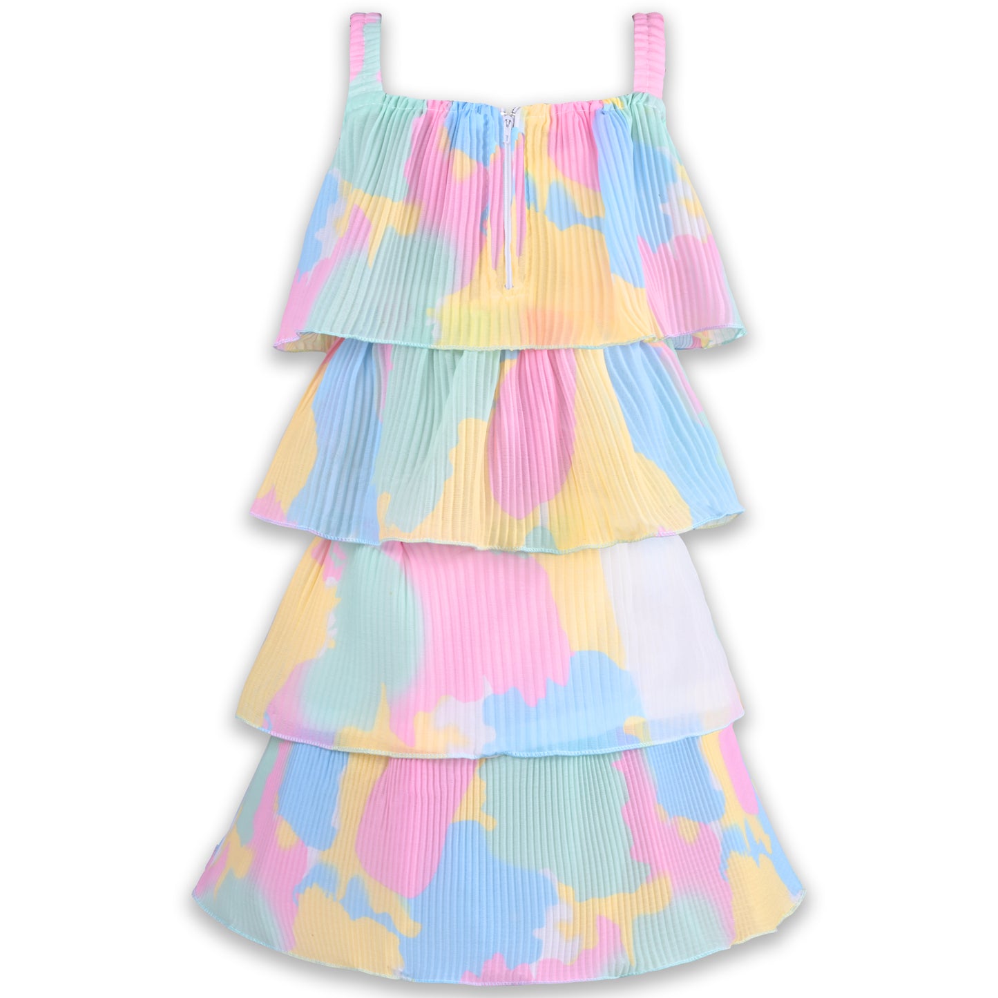 Girls Solid Sleeveless Square Neck Fit and Flare Dress