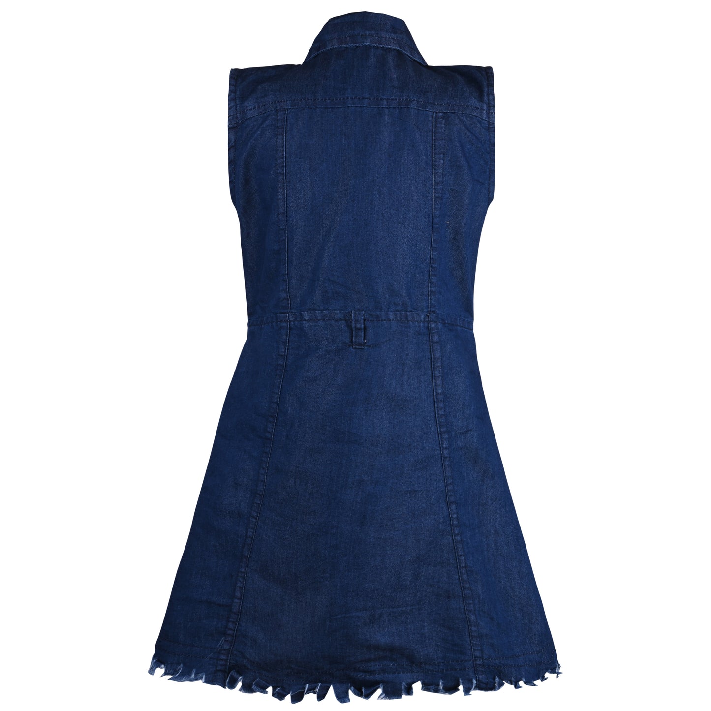 Wish Karo Girls Printed Denim Fit and Flare Frock Dress