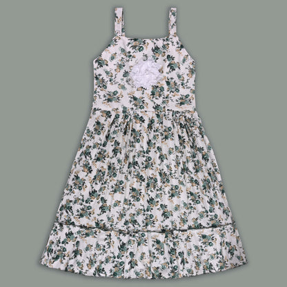 Girls Floral Print Tiered Dress with Shirt Top