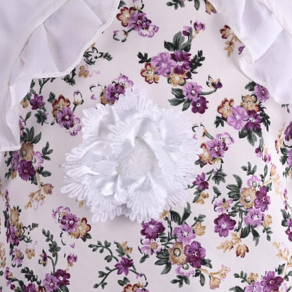 Girls Floral Print Tiered Dress with Shirt Top