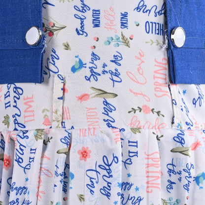 Girls Floral Print Flared Casual Dress with Jacket