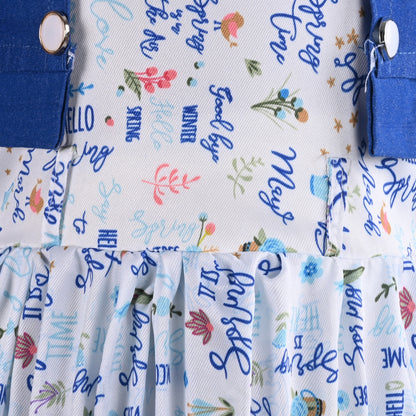 Girls Floral Print Flared Casual Dress with Jacket