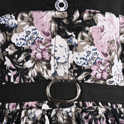 Girls Floral Print Satin Collared Casual Dress fe3444