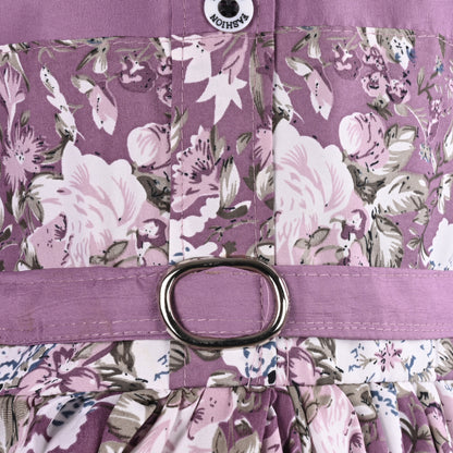Girls Floral Print Satin Collared Casual Dress fe3444
