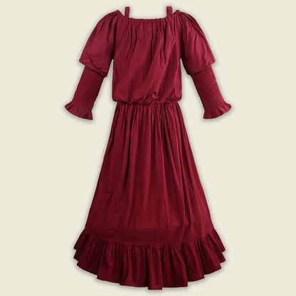 Girls Solid Off-Shoulder Tiered Casual Dress