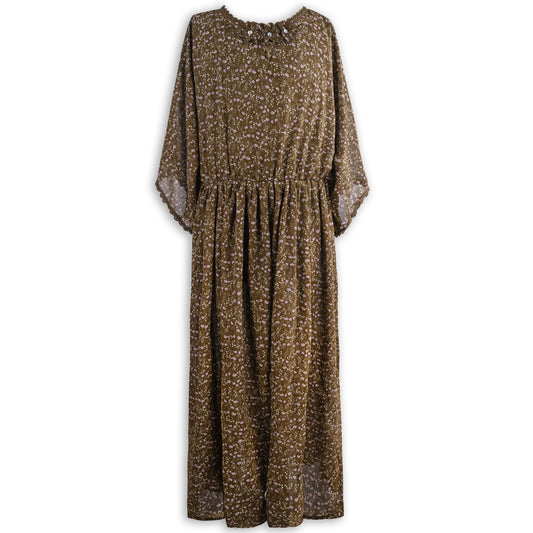 Girls Kaftan Style Casual Dress with Floral Embellishment