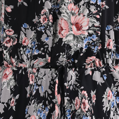 Girls Floral Printed Georgette Pleated Casual Dress