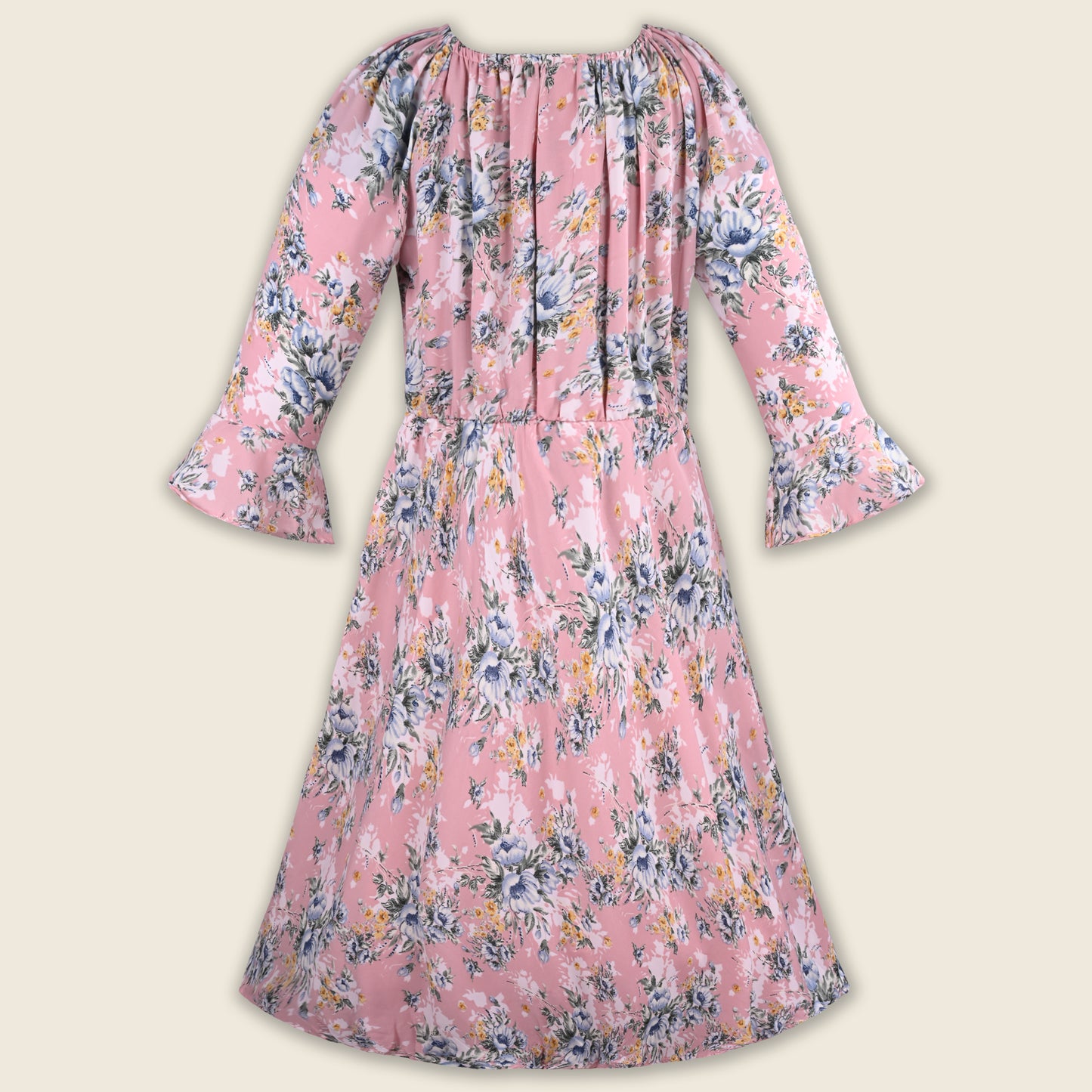 Girls Floral Printed Georgette Pleated Casual Dress