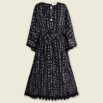 Girls Kaftan Style Casual Dress with Lace Embellishment fe3482