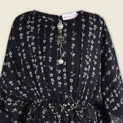 Girls Kaftan Style Casual Dress with Lace Embellishment fe3482