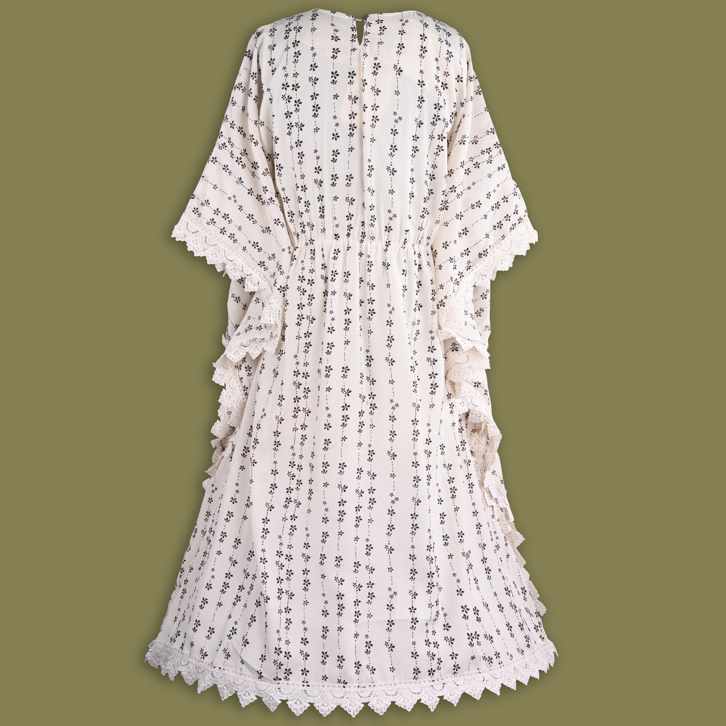 Girls Kaftan Style Casual Dress with Lace Embellishment fe3482