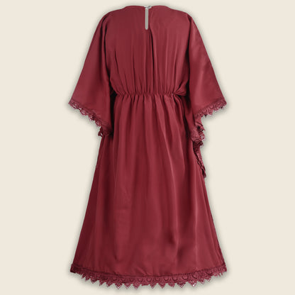 Girls Kaftan Style Casual Dress with Lace Embellishment  fe3484