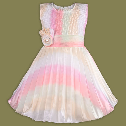 Girls Pearl Embellished Pleated Party Dress
