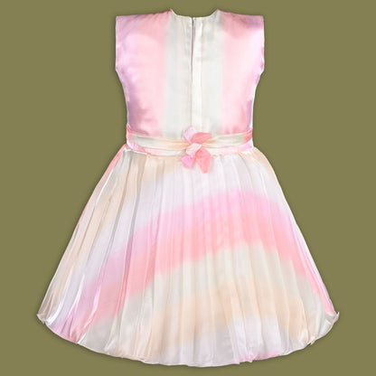 Girls Pearl Embellished Pleated Party Dress