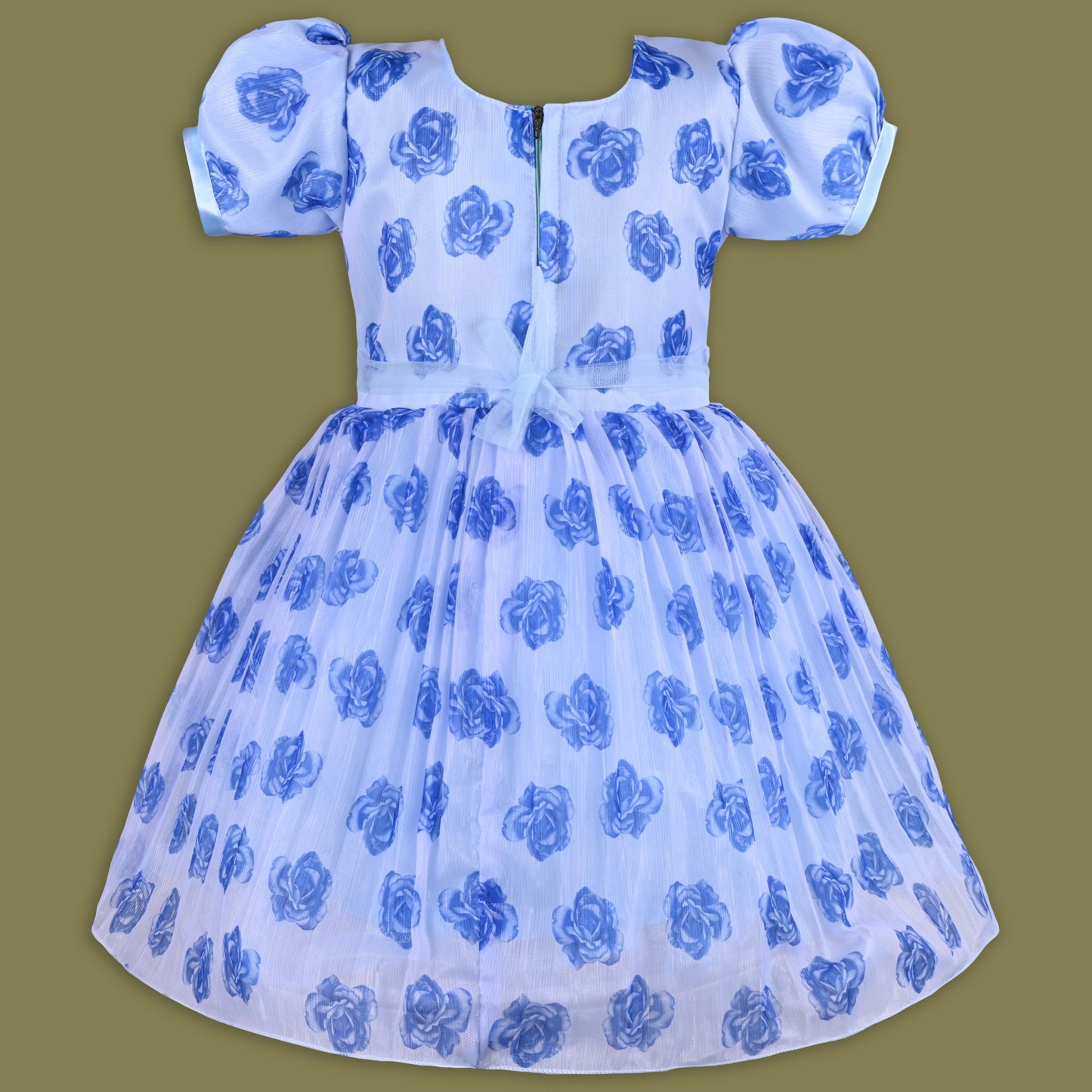 Girls Floral Printed Mirror Embellished Ethnic Dress