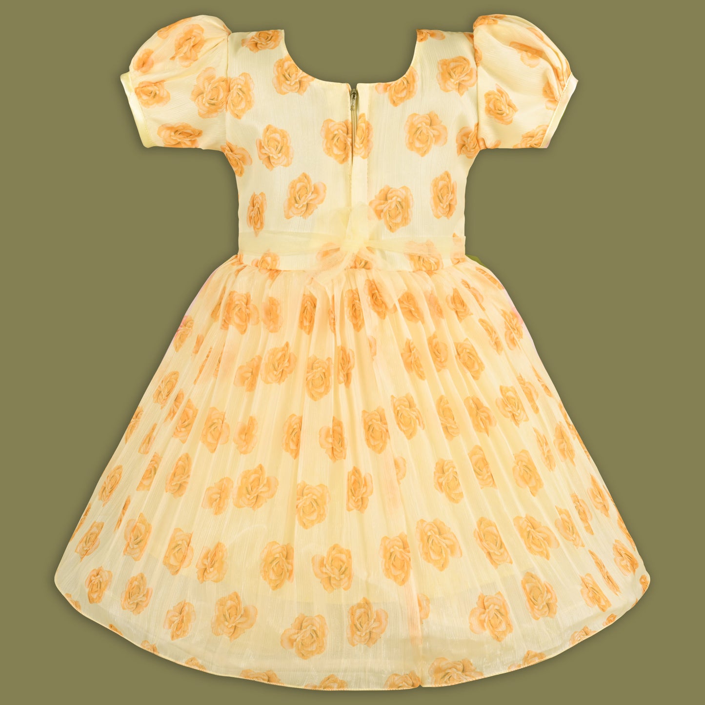 Girls Floral Printed Mirror Embellished Ethnic Dress