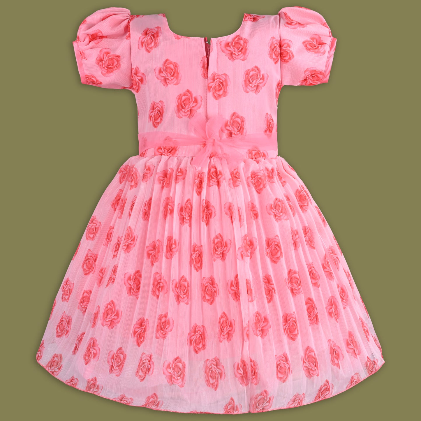 Girls Floral Printed Mirror Embellished Ethnic Dress