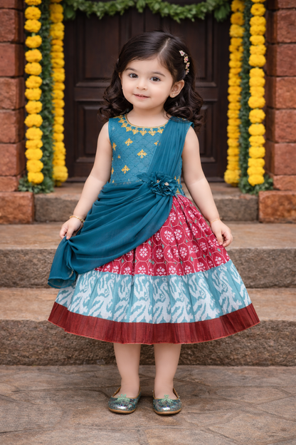 Girls Printed Sequin Embroidery with Duppata Ethnic Dress