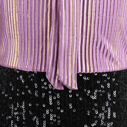 Girls Satin Party Dress with Striped Top & Sequin Skirt