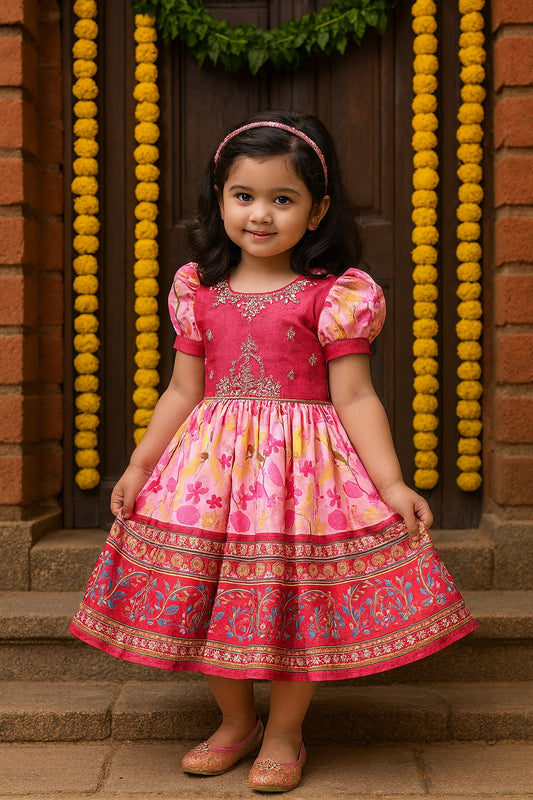 Girls Embellished Zari Embroidery Ethnic Dress fe3544