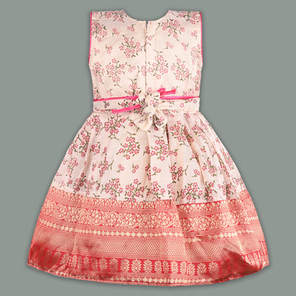 Girls Bead Embellished Floral Ethnic Dress fe3545