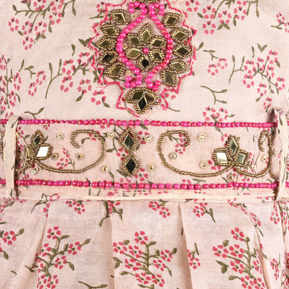 Girls Bead Embellished Floral Ethnic Dress fe3545