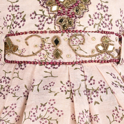 Girls Bead Embellished Floral Ethnic Dress fe3545
