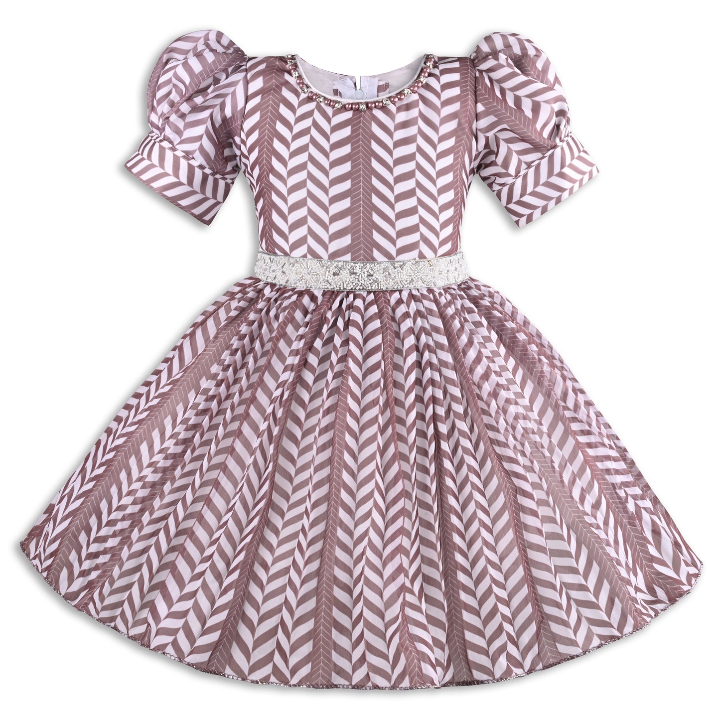 Elegant Puff Sleeve Georgette Party Dress for Girls