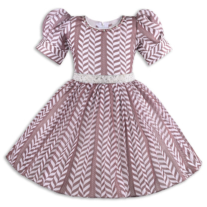 Elegant Puff Sleeve Georgette Party Dress for Girls
