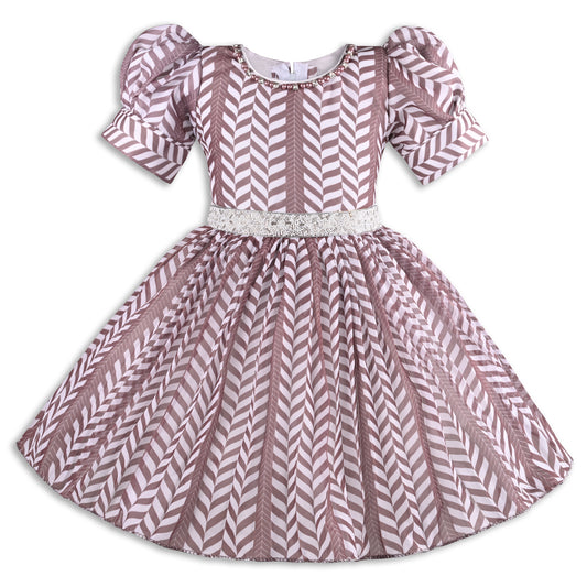 Elegant Puff Sleeve Georgette Party Dress for Girls