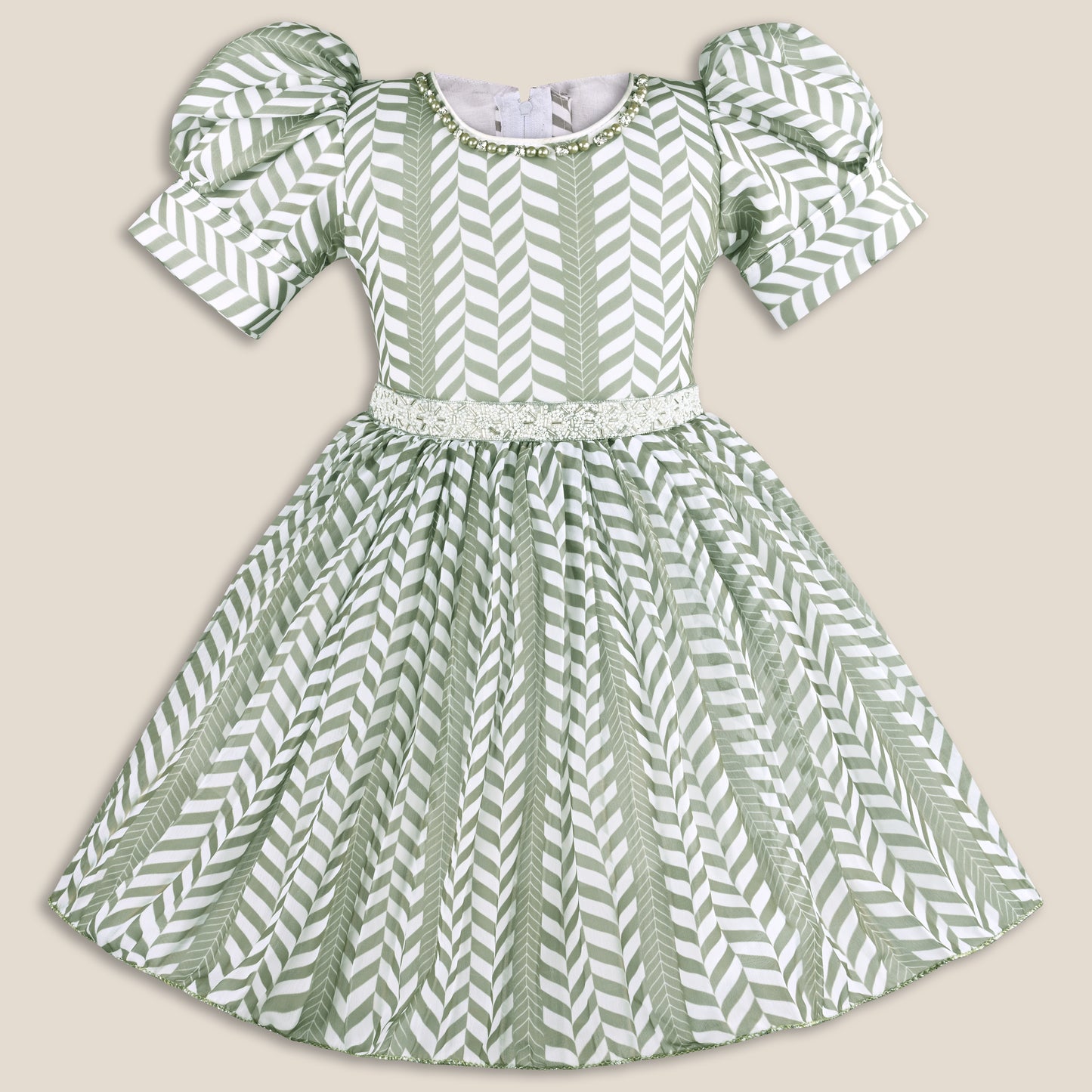 Elegant Puff Sleeve Georgette Party Dress for Girls