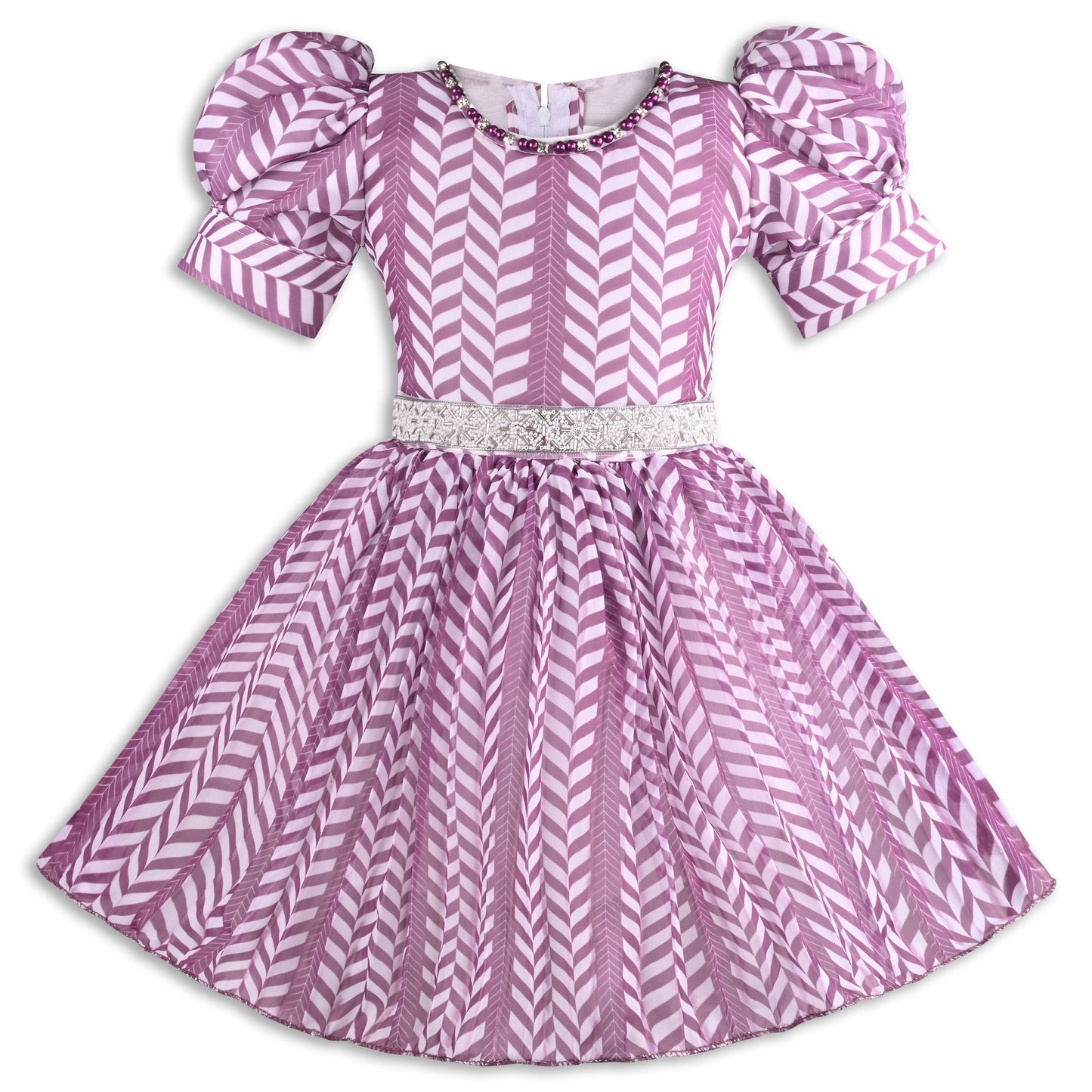 Elegant Puff Sleeve Georgette Party Dress for Girls