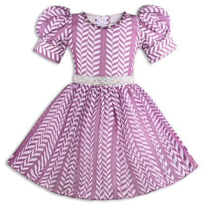 Elegant Puff Sleeve Georgette Party Dress for Girls