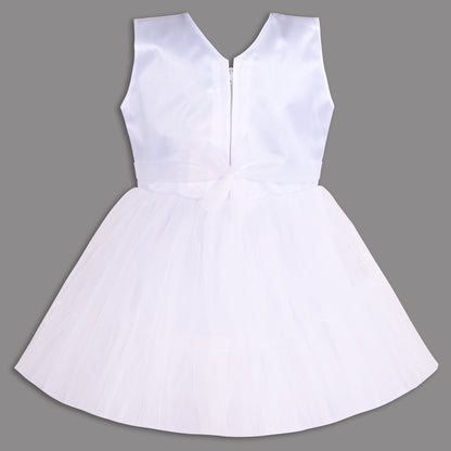 Stylish Net Party Dress for Girls – Sleeveless Design with Embellished Lace and Sparkle Details