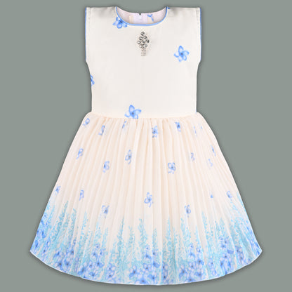 Baby Girls Georgette Party Wear Dress with Jacket | Floral Printed Frock & Long Sleeve Ethnic Jacket | Birthday & Festive Outfit