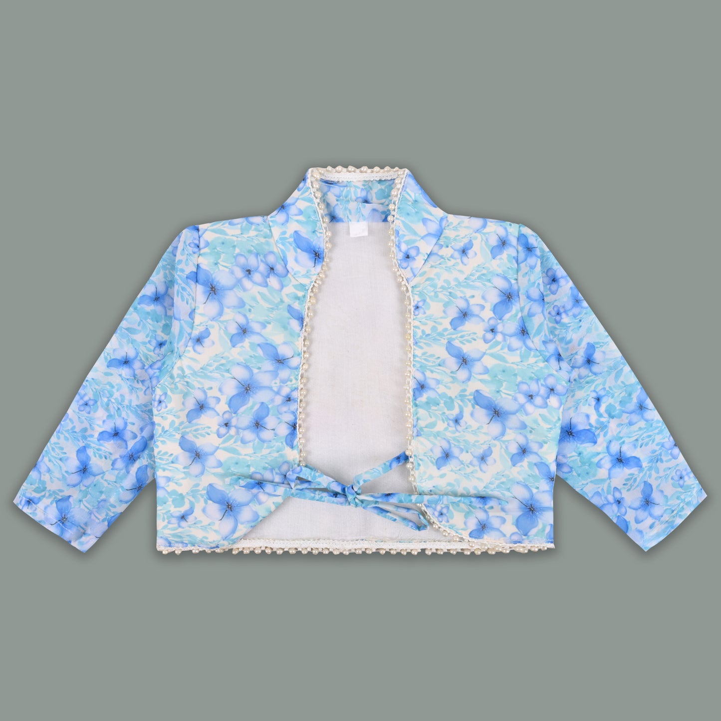 Baby Girls Georgette Party Wear Dress with Jacket | Floral Printed Frock & Long Sleeve Ethnic Jacket | Birthday & Festive Outfit