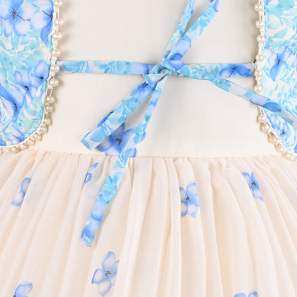 Baby Girls Georgette Party Wear Dress with Jacket | Floral Printed Frock & Long Sleeve Ethnic Jacket | Birthday & Festive Outfit