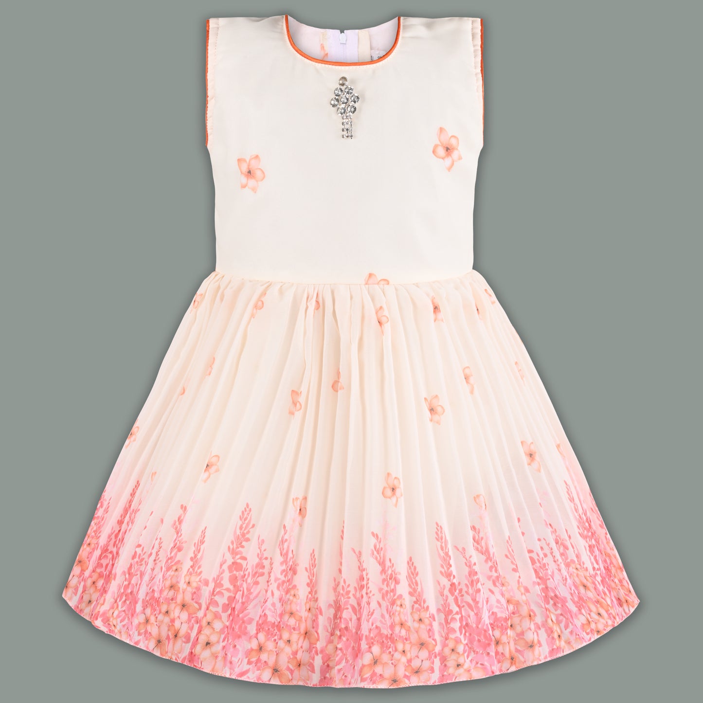 Baby Girls Georgette Party Wear Dress with Jacket | Floral Printed Frock & Long Sleeve Ethnic Jacket | Birthday & Festive Outfit