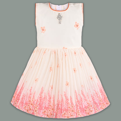 Baby Girls Georgette Party Wear Dress with Jacket | Floral Printed Frock & Long Sleeve Ethnic Jacket | Birthday & Festive Outfit