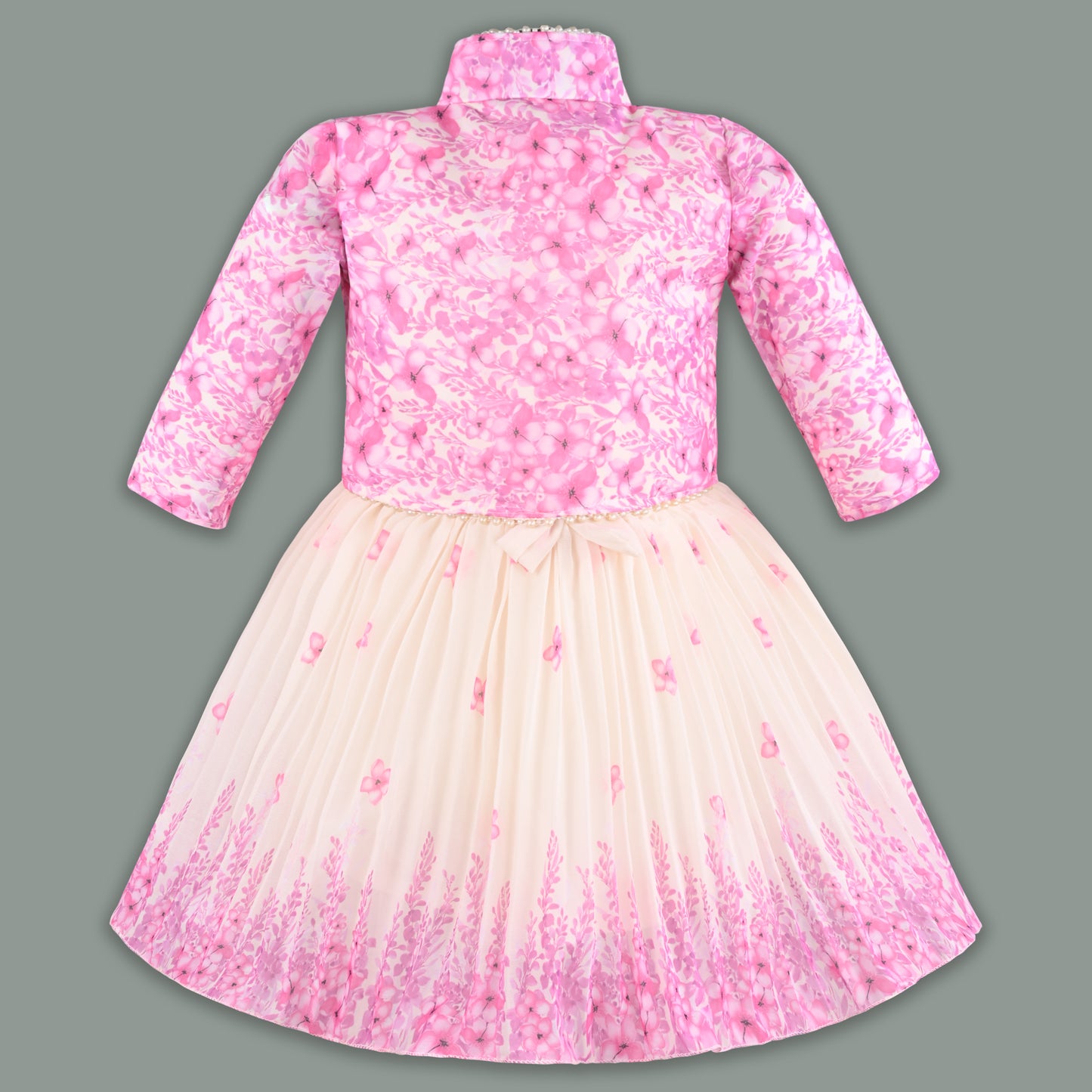 Baby Girls Georgette Party Wear Dress with Jacket | Floral Printed Frock & Long Sleeve Ethnic Jacket | Birthday & Festive Outfit