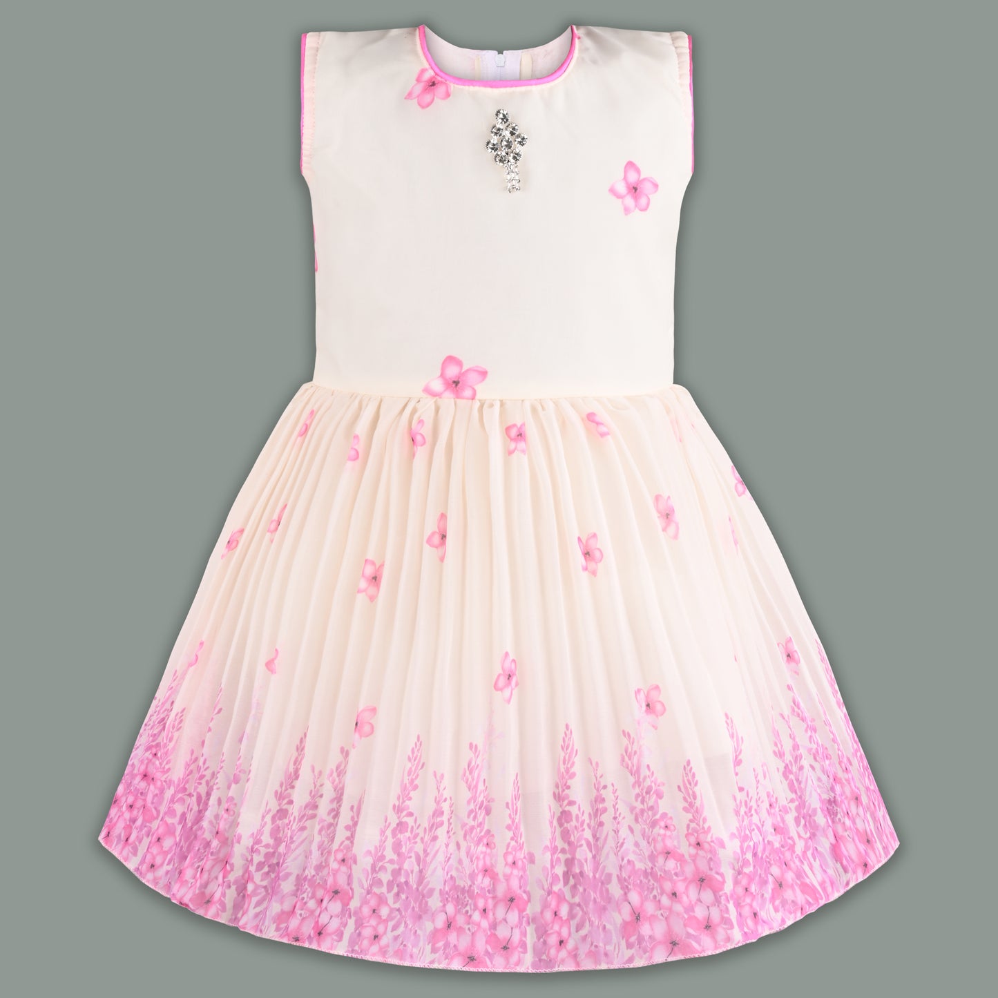 Baby Girls Georgette Party Wear Dress with Jacket | Floral Printed Frock & Long Sleeve Ethnic Jacket | Birthday & Festive Outfit