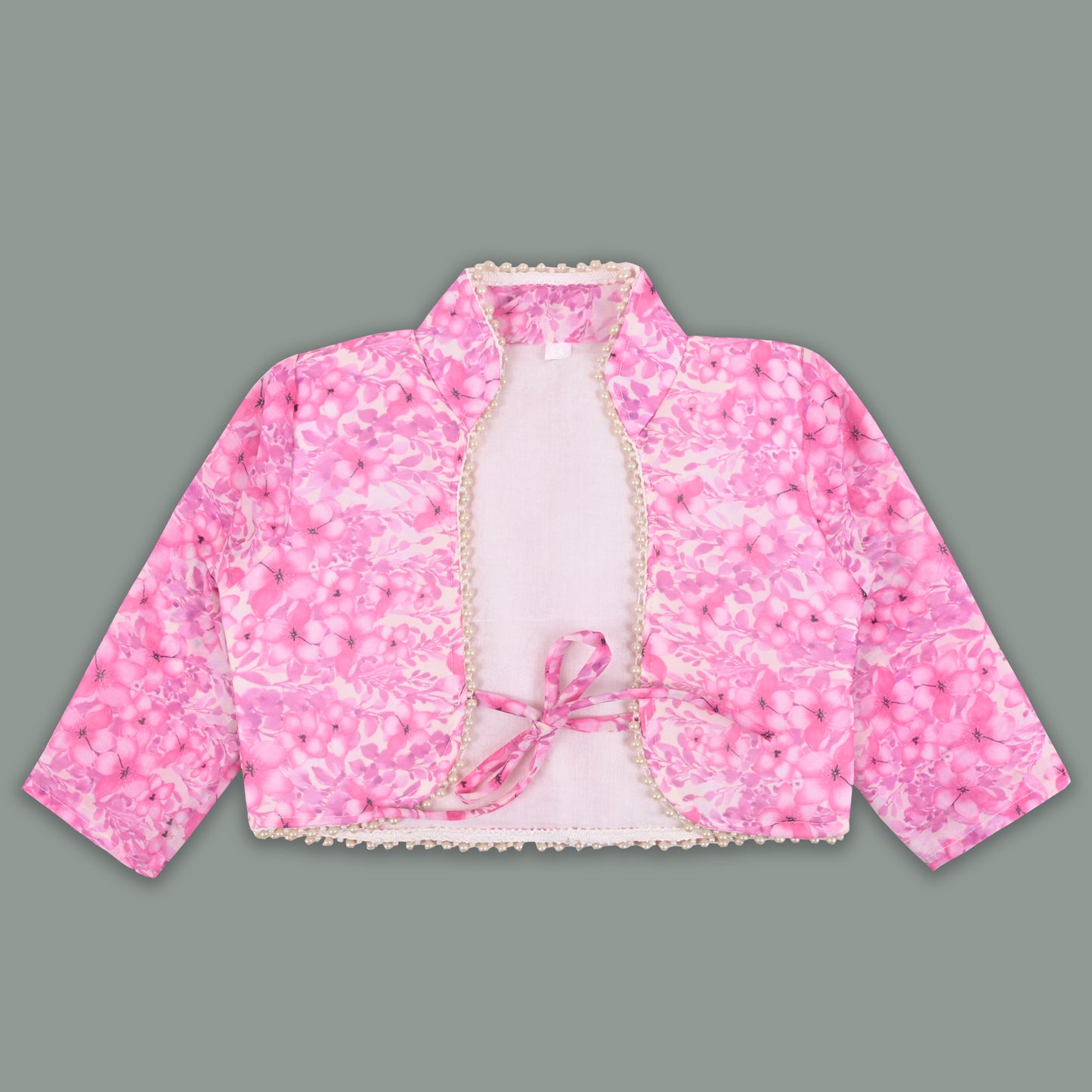 Baby Girls Georgette Party Wear Dress with Jacket | Floral Printed Frock & Long Sleeve Ethnic Jacket | Birthday & Festive Outfit