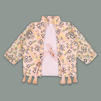 Baby Girls Georgette Party Wear Dress with Jacket | Floral Printed Frock & Embellished Inner Dress | Birthday & Festive Outfit