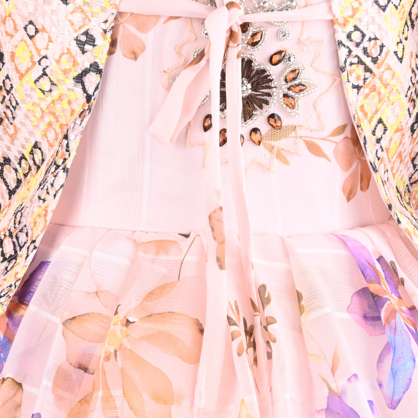 Baby Girls Georgette Party Wear Dress with Jacket | Floral Printed Frock & Embellished Inner Dress | Birthday & Festive Outfit