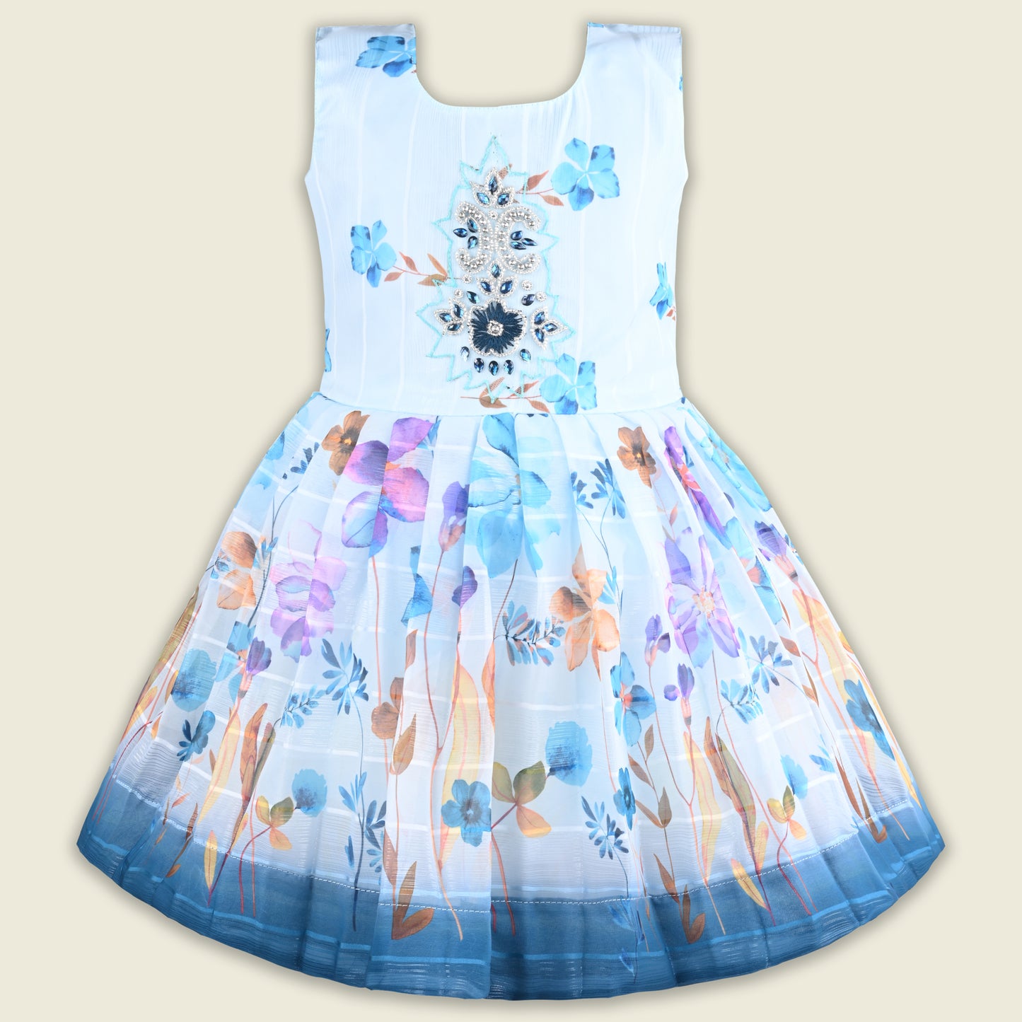 Baby Girls Georgette Party Wear Dress with Jacket | Floral Printed Frock & Embellished Inner Dress | Birthday & Festive Outfit