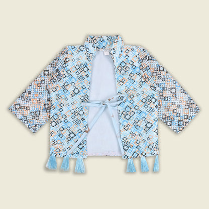 Baby Girls Georgette Party Wear Dress with Jacket | Floral Printed Frock & Embellished Inner Dress | Birthday & Festive Outfit